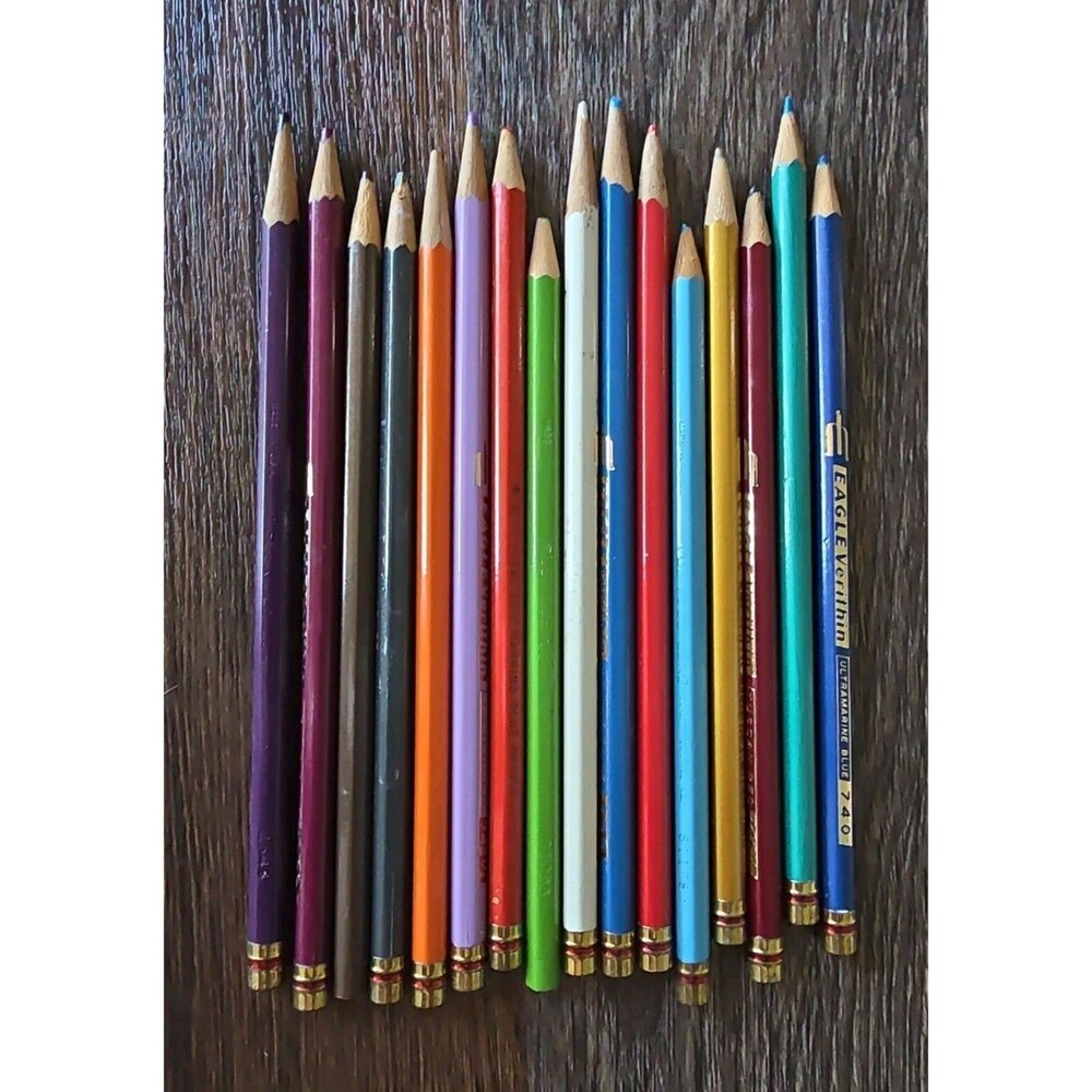 Eagle Verithin Vintage Colored Wood Pencils Lot of 17 Flexible Lead Made In USA